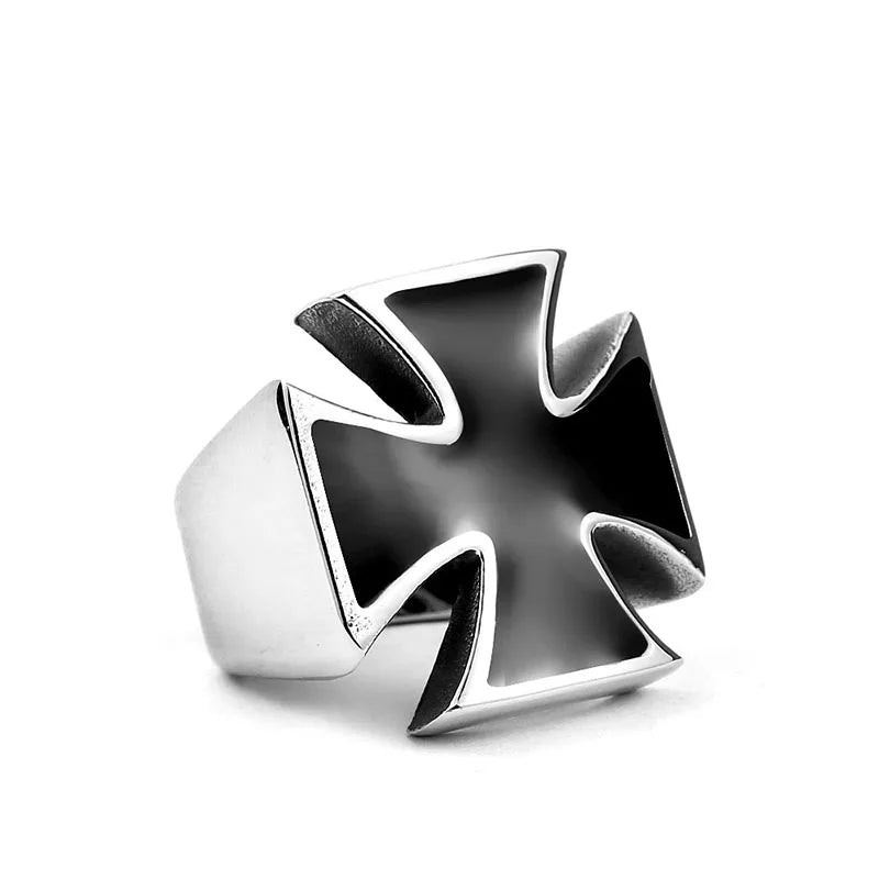 Steel Iron Cross Style Rings Men