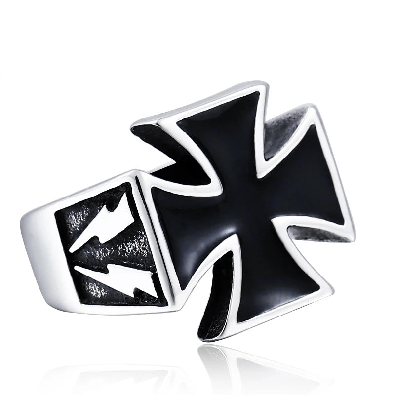 Steel Iron Cross Style Rings Men