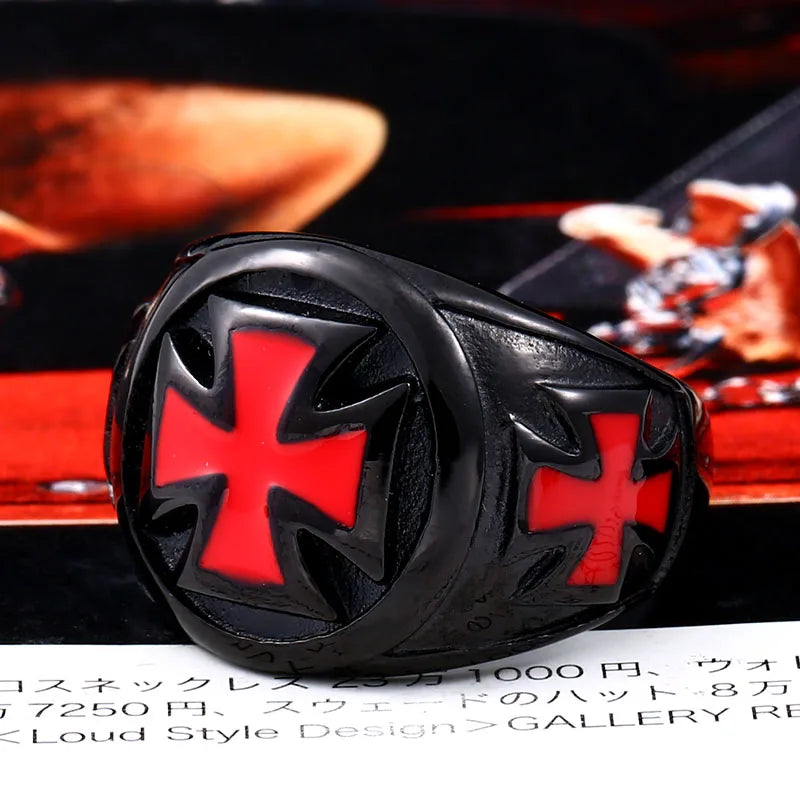 Steel Iron Cross Style Rings Men