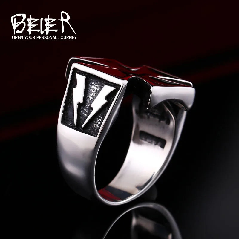 Steel Iron Cross Style Rings Men