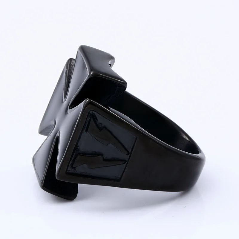 Steel Iron Cross Style Rings Men
