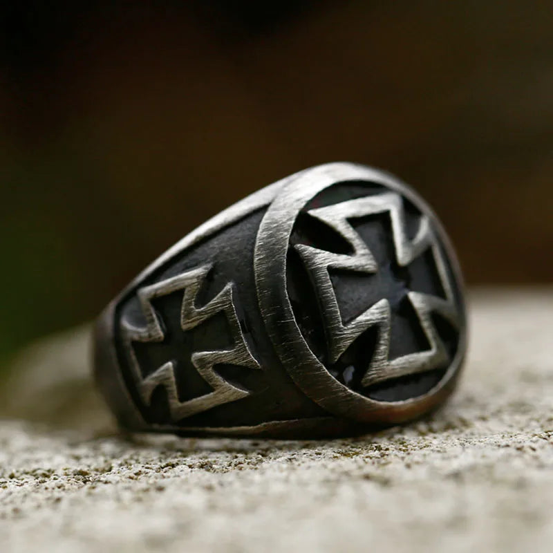 Steel Iron Cross Style Rings Men